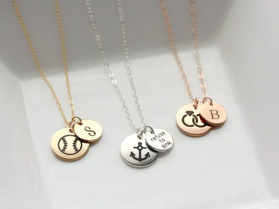 1/2"  3/8" Engraved Disc Necklace