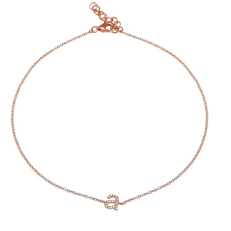 14KT Gold Diamond Custom Initial/Name Anklet