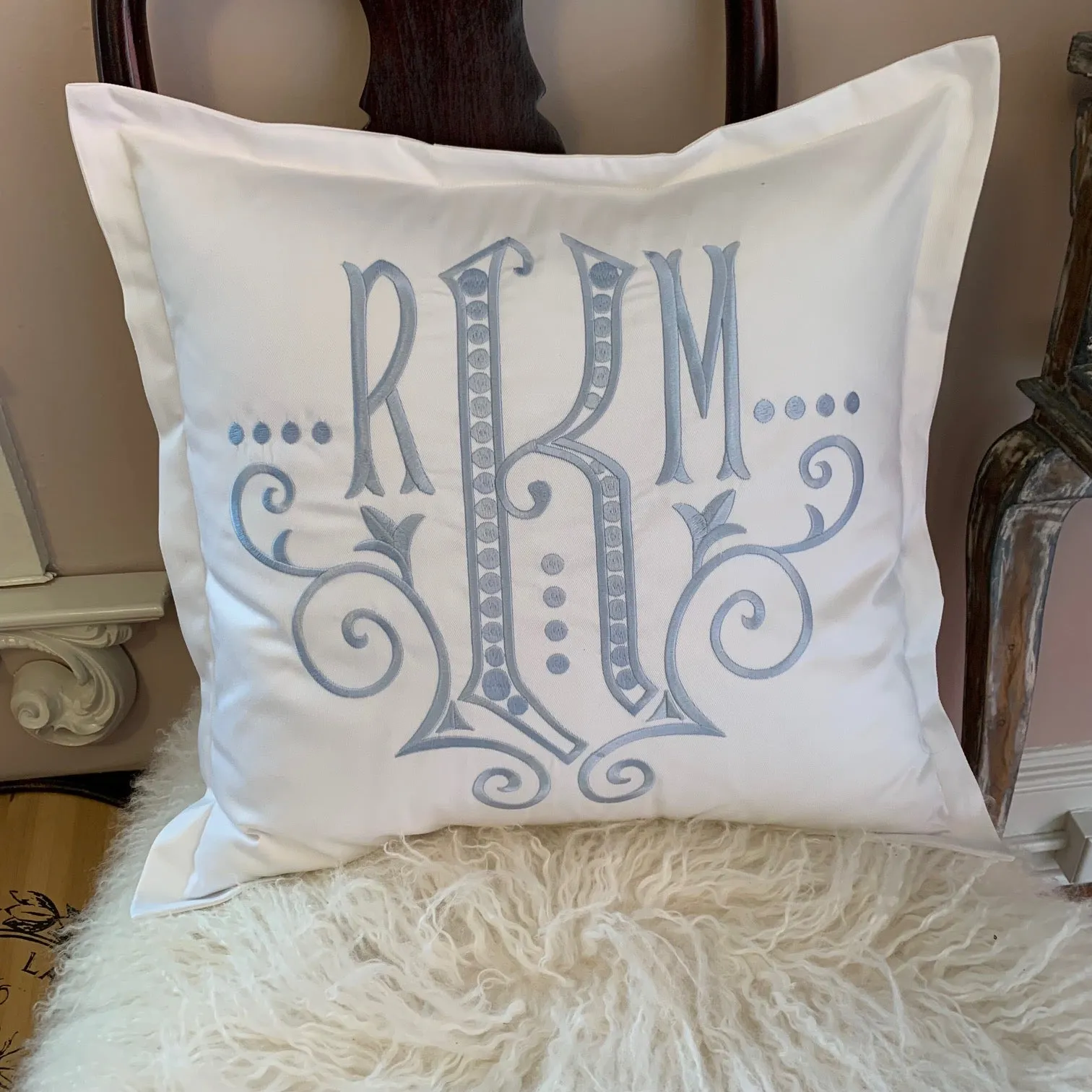 20 Inch Toss Pillow with Oversized Monogram