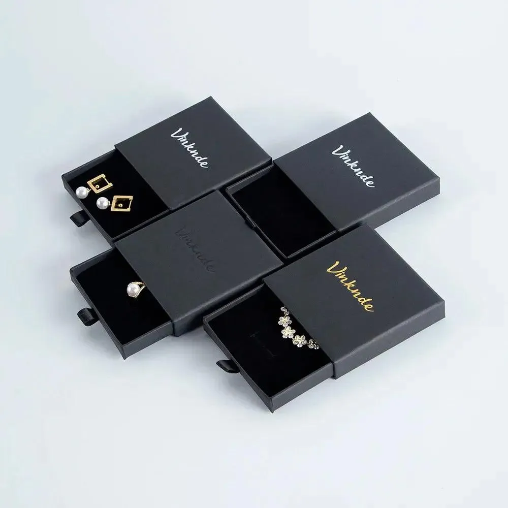 50pcs 9*9*3.2cm Paper Drawer box Personalized DIY Slide Jewelry Packaging Storage Case Bulk Custom Box Cardboard Necklace Carton