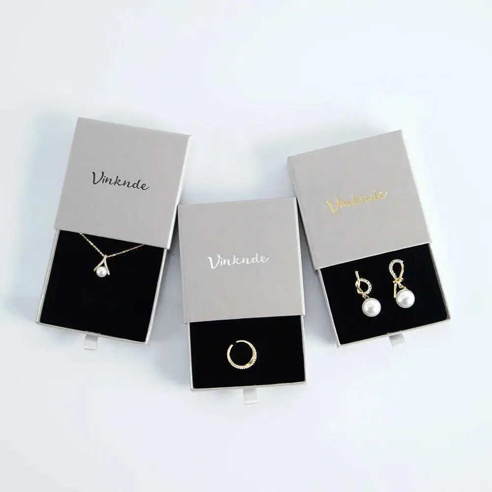 50pcs 9*9*3.2cm Paper Drawer box Personalized DIY Slide Jewelry Packaging Storage Case Bulk Custom Box Cardboard Necklace Carton