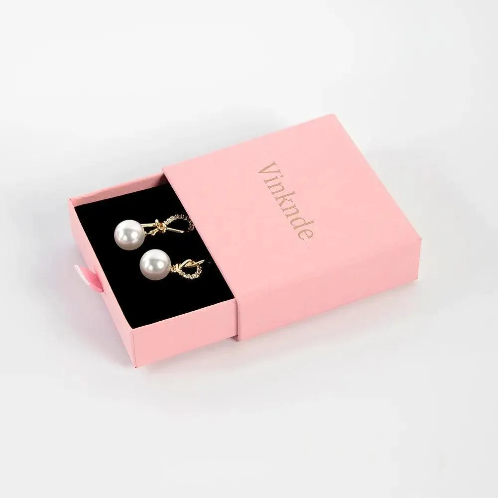 50pcs 9*9*3.2cm Paper Drawer box Personalized DIY Slide Jewelry Packaging Storage Case Bulk Custom Box Cardboard Necklace Carton