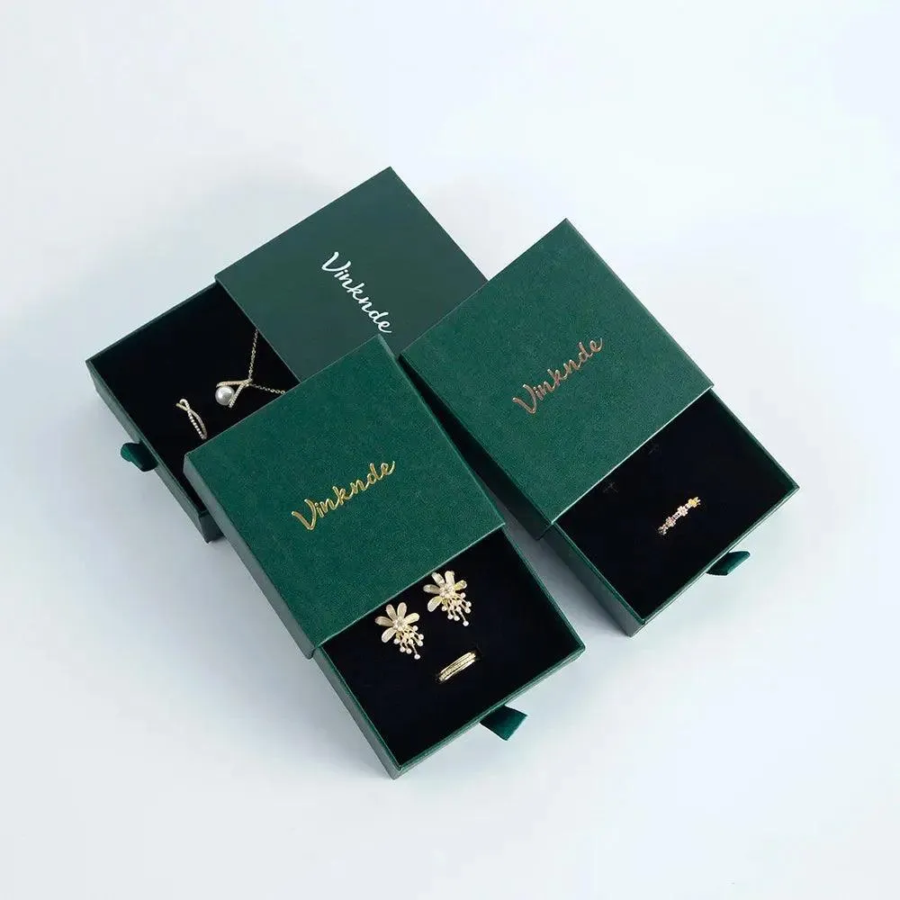 50pcs 9*9*3.2cm Paper Drawer box Personalized DIY Slide Jewelry Packaging Storage Case Bulk Custom Box Cardboard Necklace Carton