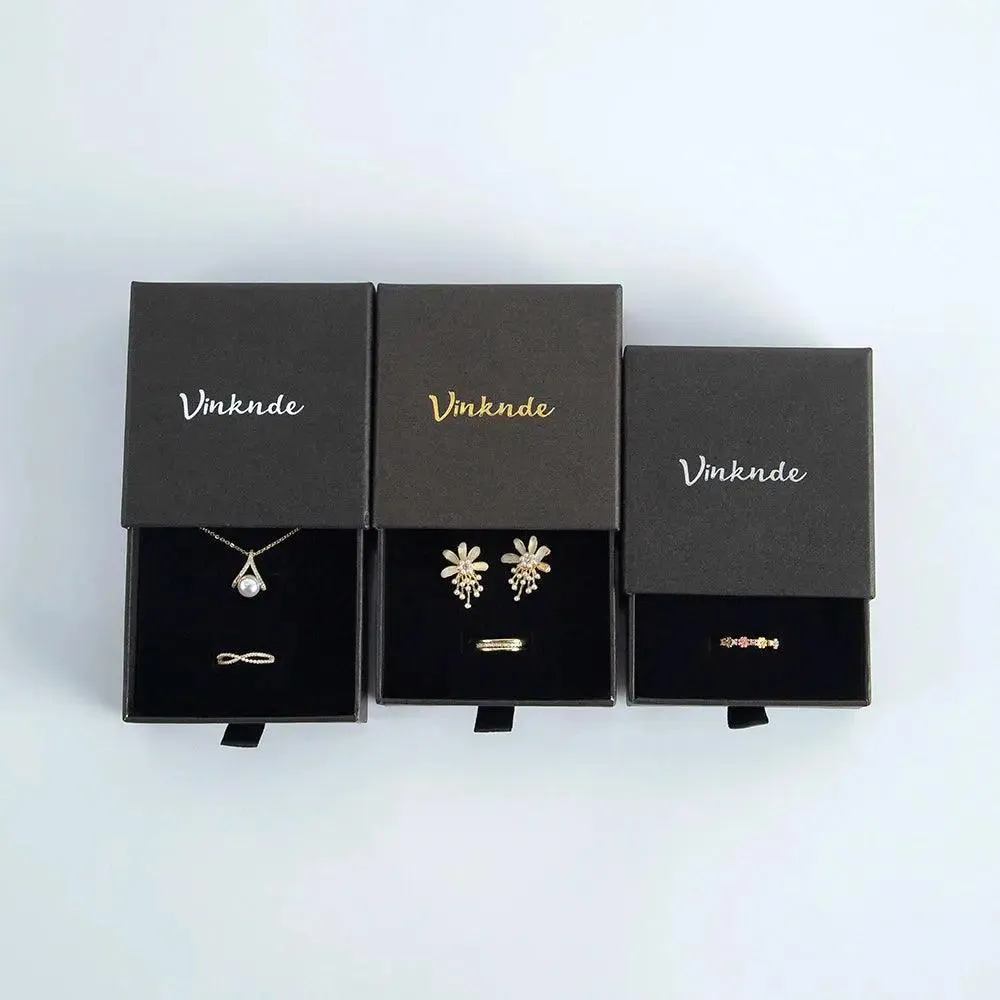 50pcs 9*9*3.2cm Paper Drawer box Personalized DIY Slide Jewelry Packaging Storage Case Bulk Custom Box Cardboard Necklace Carton
