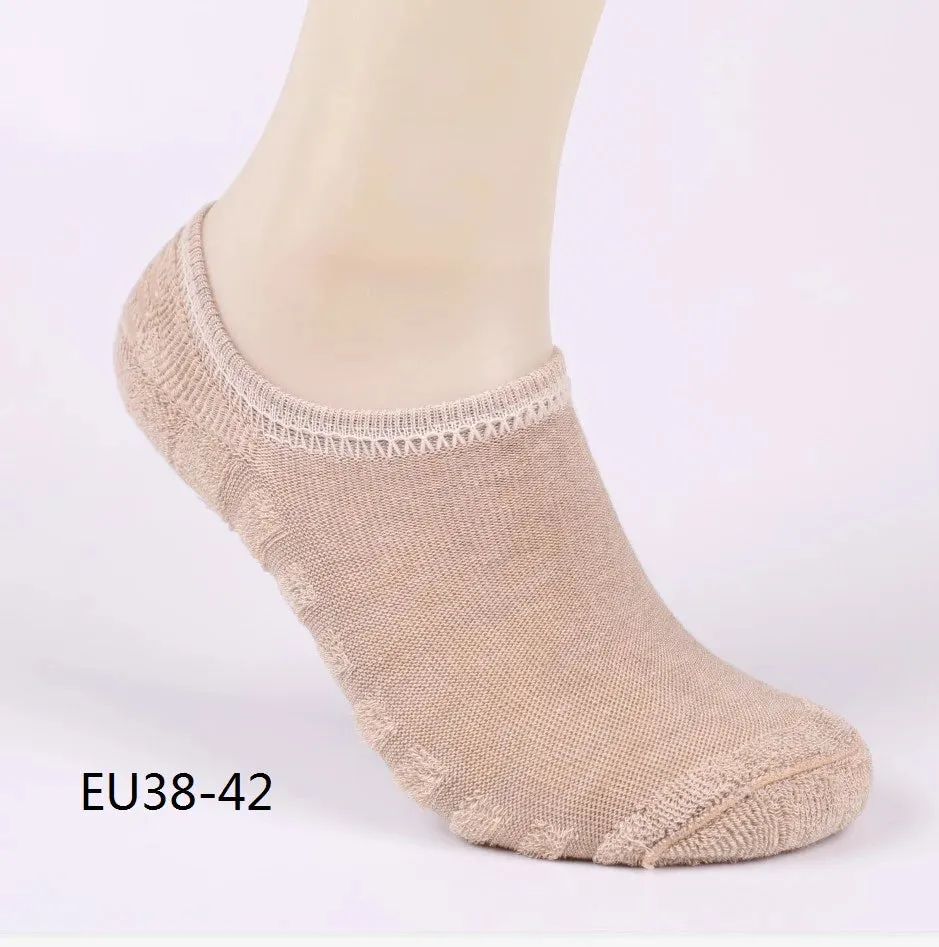 6pcs=3pairs/lot men's invisible towel style cotton Socks stripe boat anti slip high qualtiy new Plus big size EU43-46
