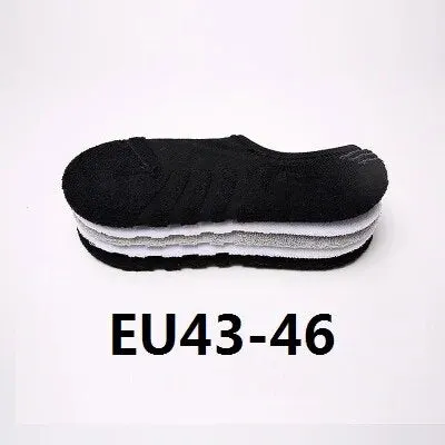 6pcs=3pairs/lot men's invisible towel style cotton Socks stripe boat anti slip high qualtiy new Plus big size EU43-46
