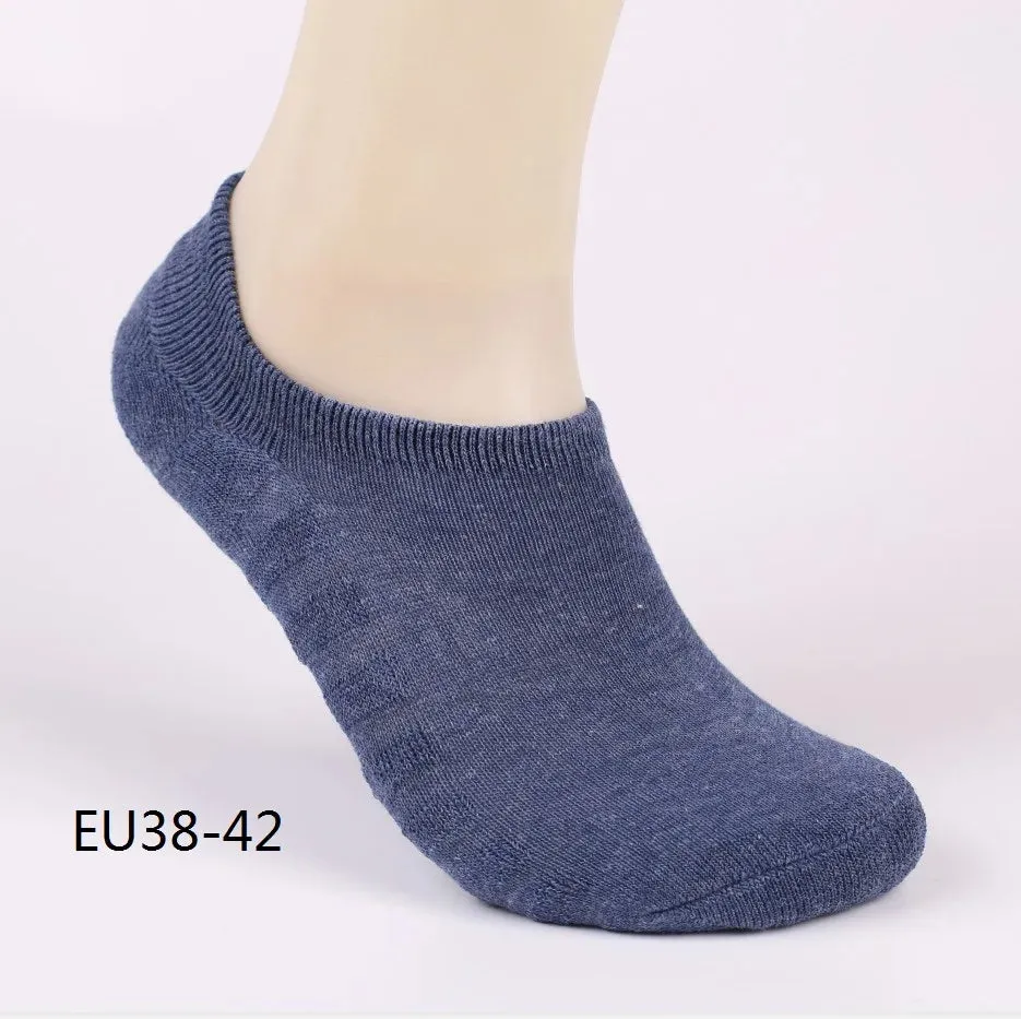 6pcs=3pairs/lot men's invisible towel style cotton Socks stripe boat anti slip high qualtiy new Plus big size EU43-46