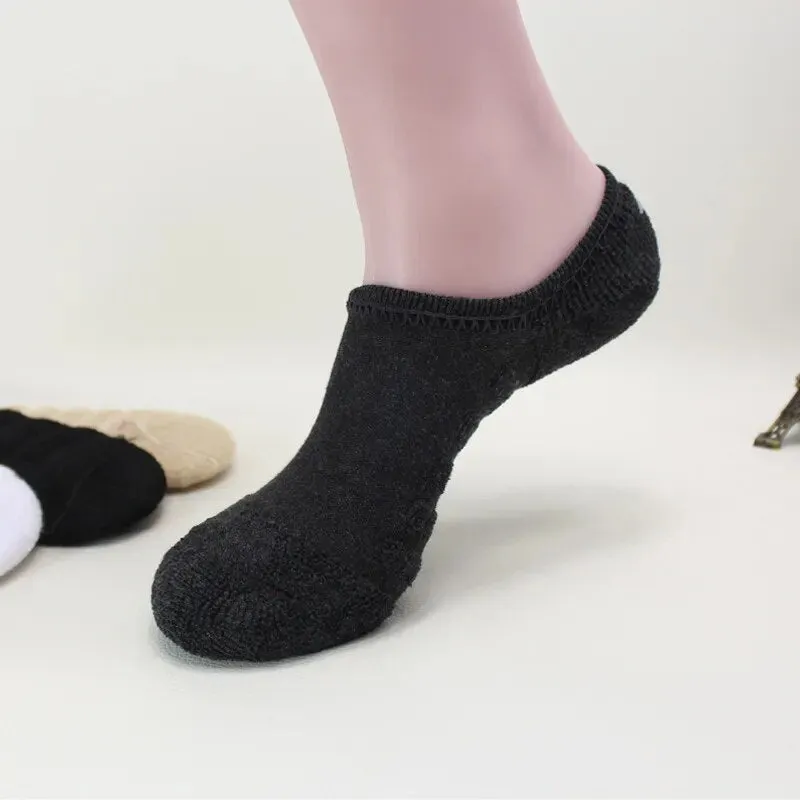 6pcs=3pairs/lot men's invisible towel style cotton Socks stripe boat anti slip high qualtiy new Plus big size EU43-46