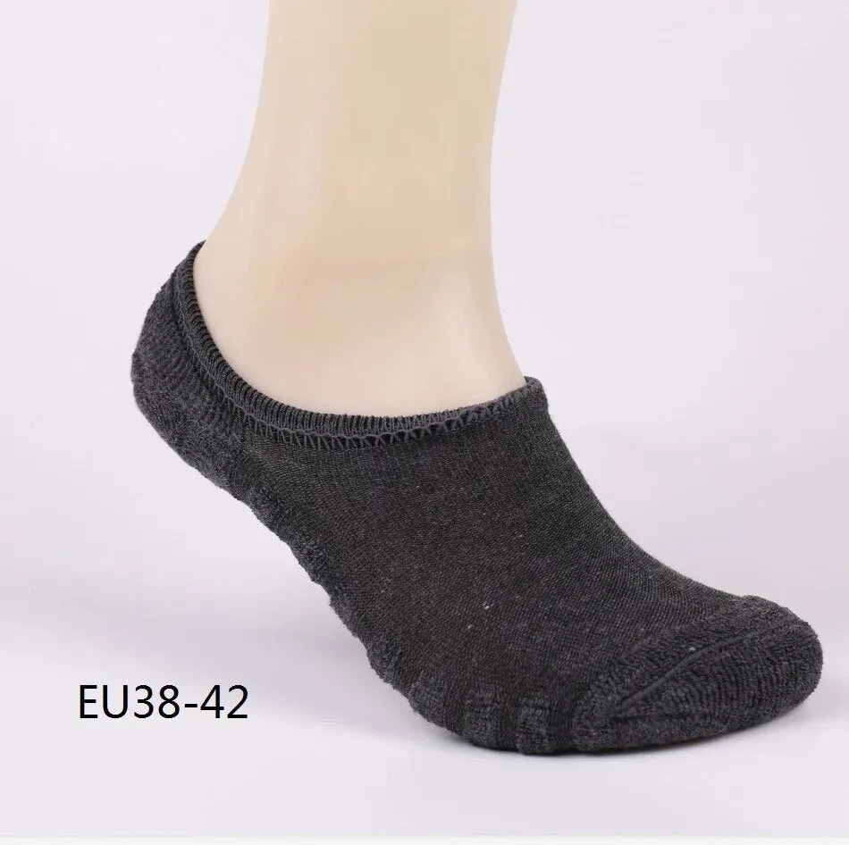 6pcs=3pairs/lot men's invisible towel style cotton Socks stripe boat anti slip high qualtiy new Plus big size EU43-46