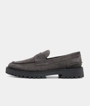 Aaron Penny Loafer - Charcoal Suede