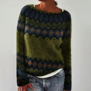 Abbie | Women Boat Neck Knitted Sweater | Vintage