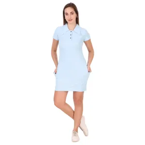 Activewear Collar Neck Dress For Women (Sky)