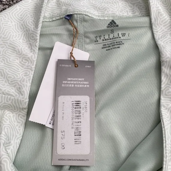 ADIDAS Light Mint Green &amp; White Pattern Athletic Tennis Golf Skirt NWT