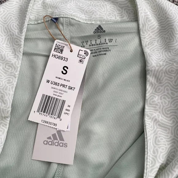 ADIDAS Light Mint Green &amp; White Pattern Athletic Tennis Golf Skirt NWT