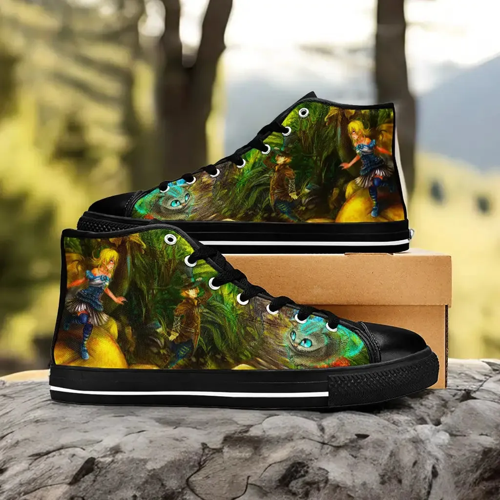 Alice in Wonderland Shoes High Top Sneakers for Kids and Adults