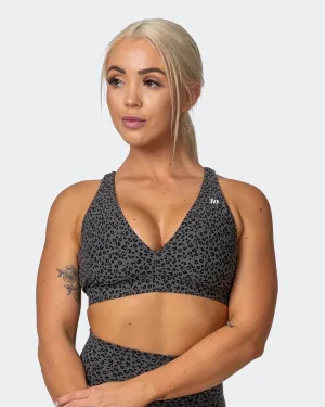 All-Star Deep V Bra - Monochrome Mini Cheetah Print