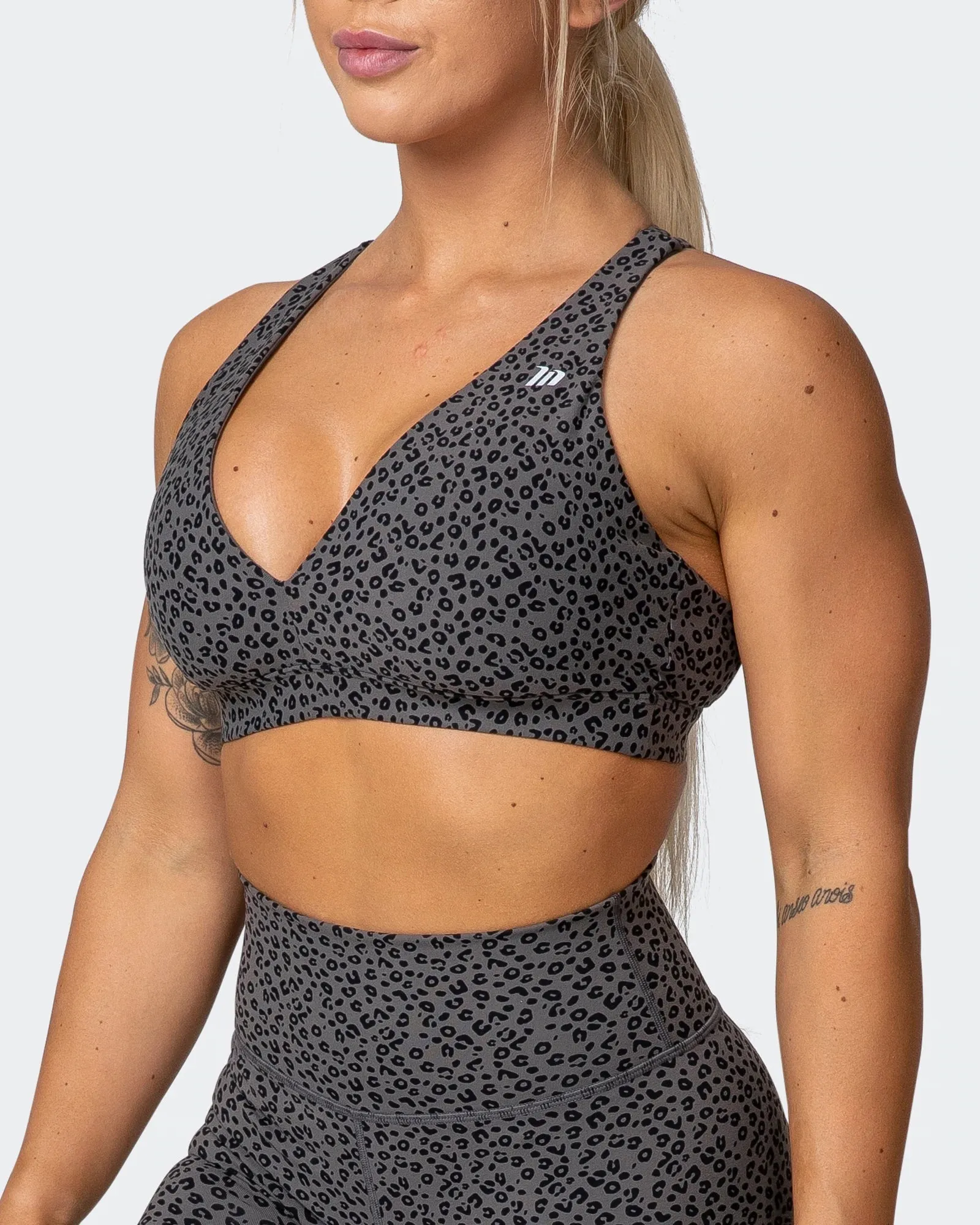 All-Star Deep V Bra - Monochrome Mini Cheetah Print
