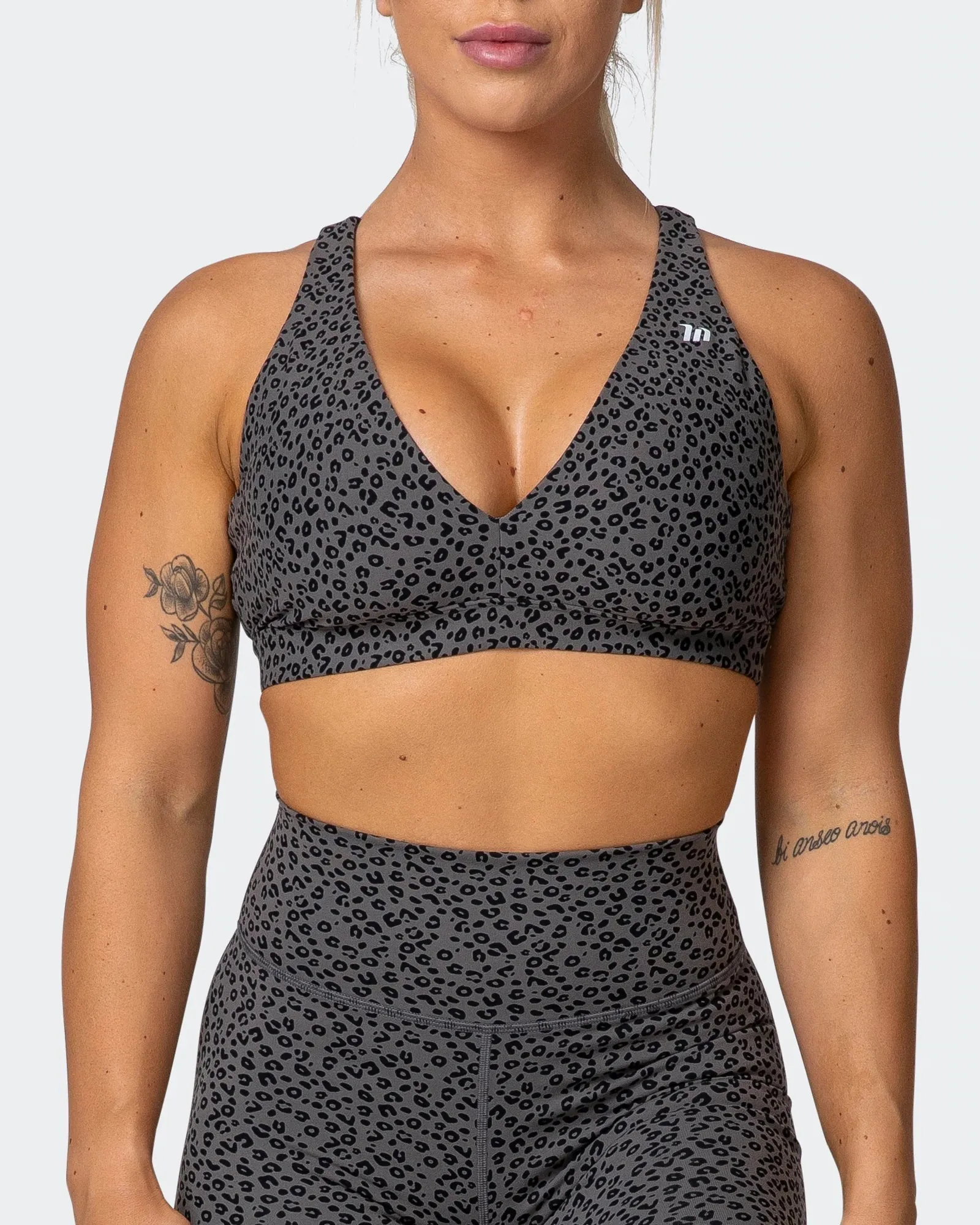 All-Star Deep V Bra - Monochrome Mini Cheetah Print