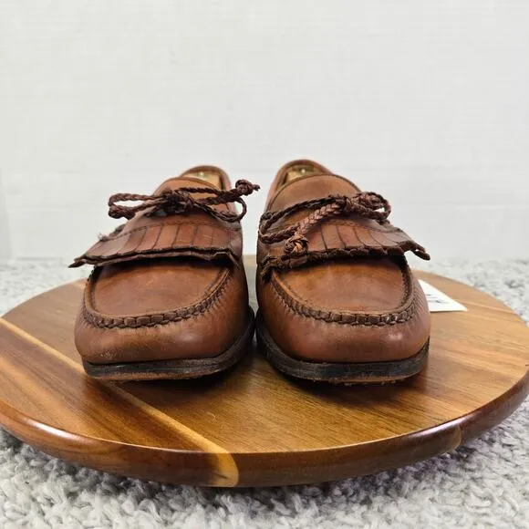 Allen Edmonds Woodstock Brown Leather Kiltie Braided Casual Loafer USA Mens 10 D