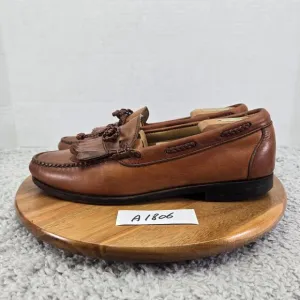 Allen Edmonds Woodstock Brown Leather Kiltie Braided Casual Loafer USA Mens 10 D