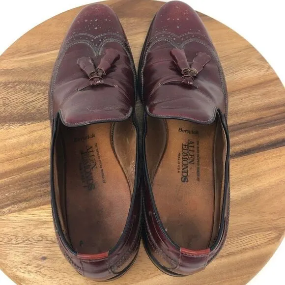 Allen Edmonds Mens Berwick Loafer Burgundy Almond Toe Wingtip 11.5 AA Narrow
