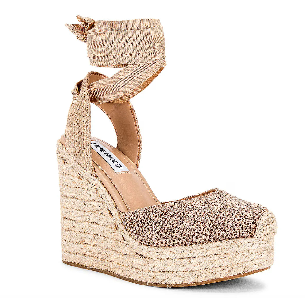 Almond Toe Ankle Wrap Crochet Espadrille