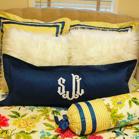 Applique Monogrammed 36" Lumbar Pillow