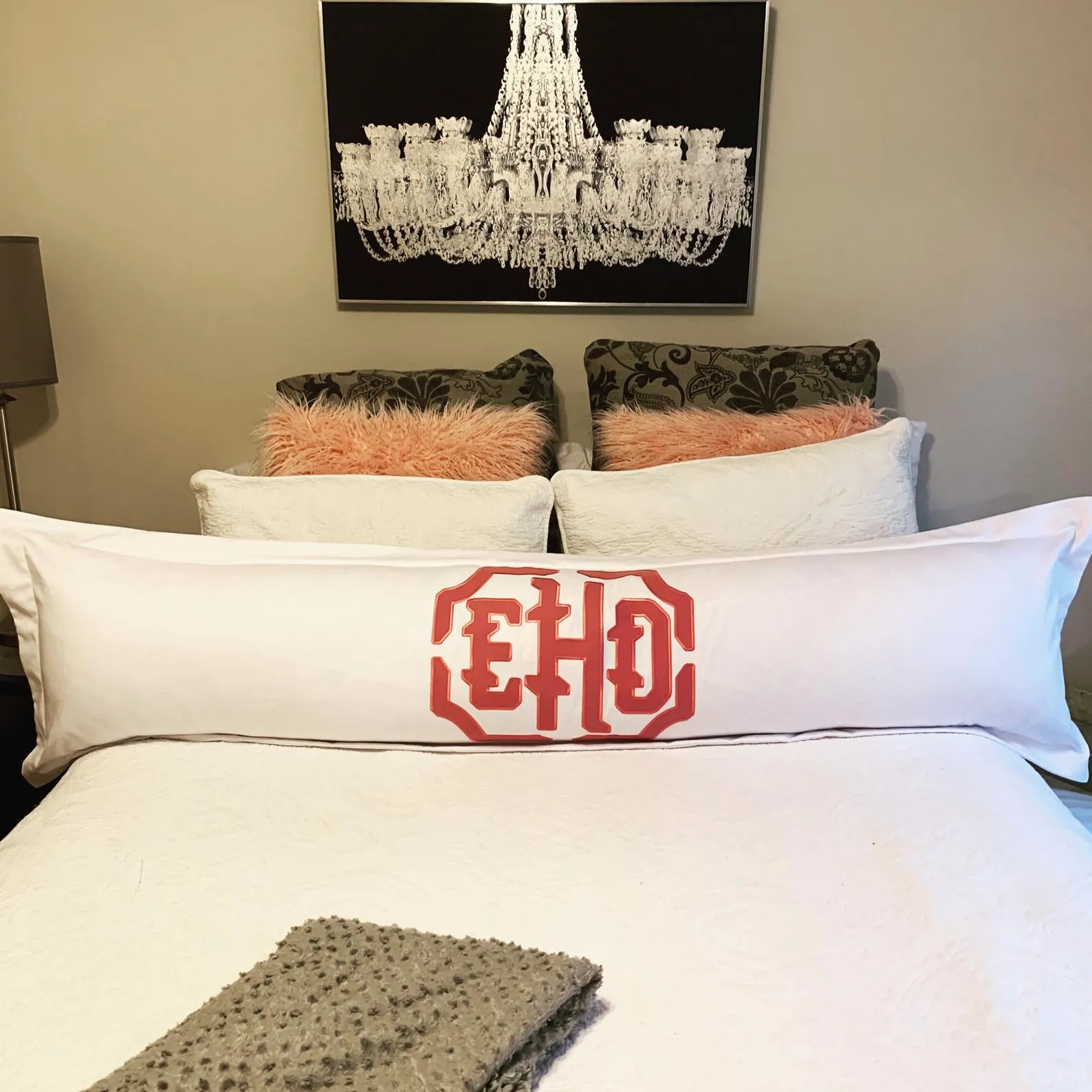 Applique Monogrammed 72" Lumbar Pillow
