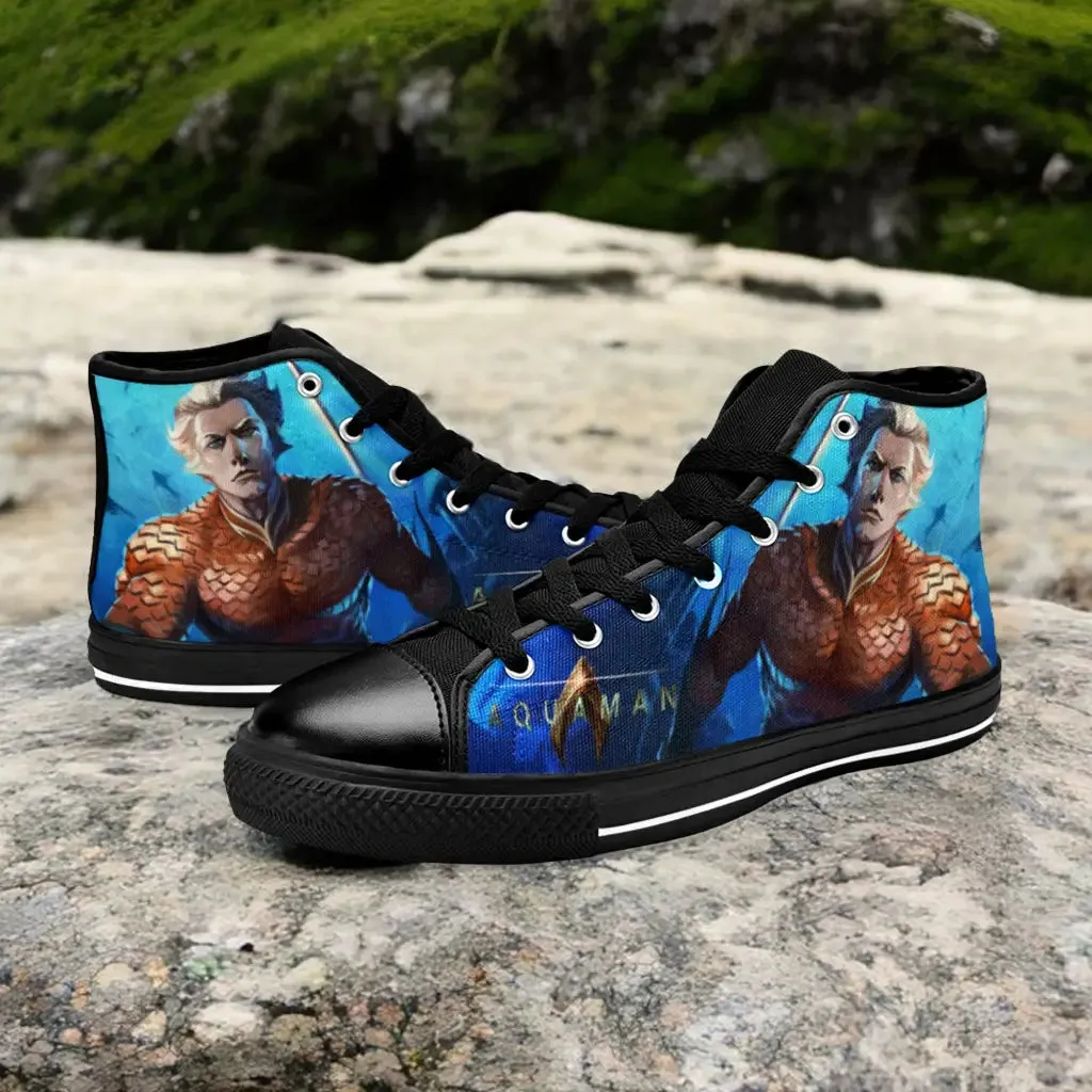 Aquaman Justice League Shoes High Top Sneakers for Kids and Adults