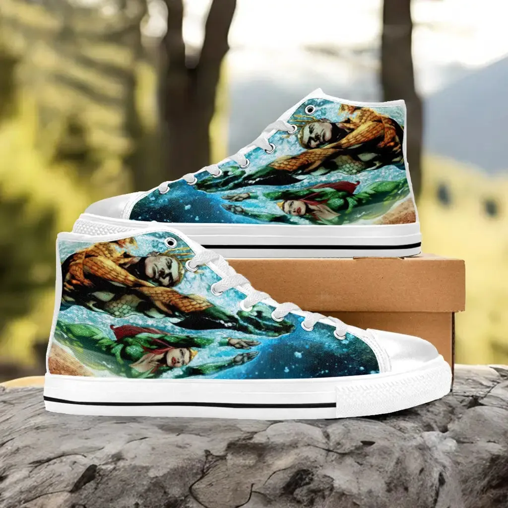 Aquaman Justice League Shoes High Top Sneakers for Kids and Adults