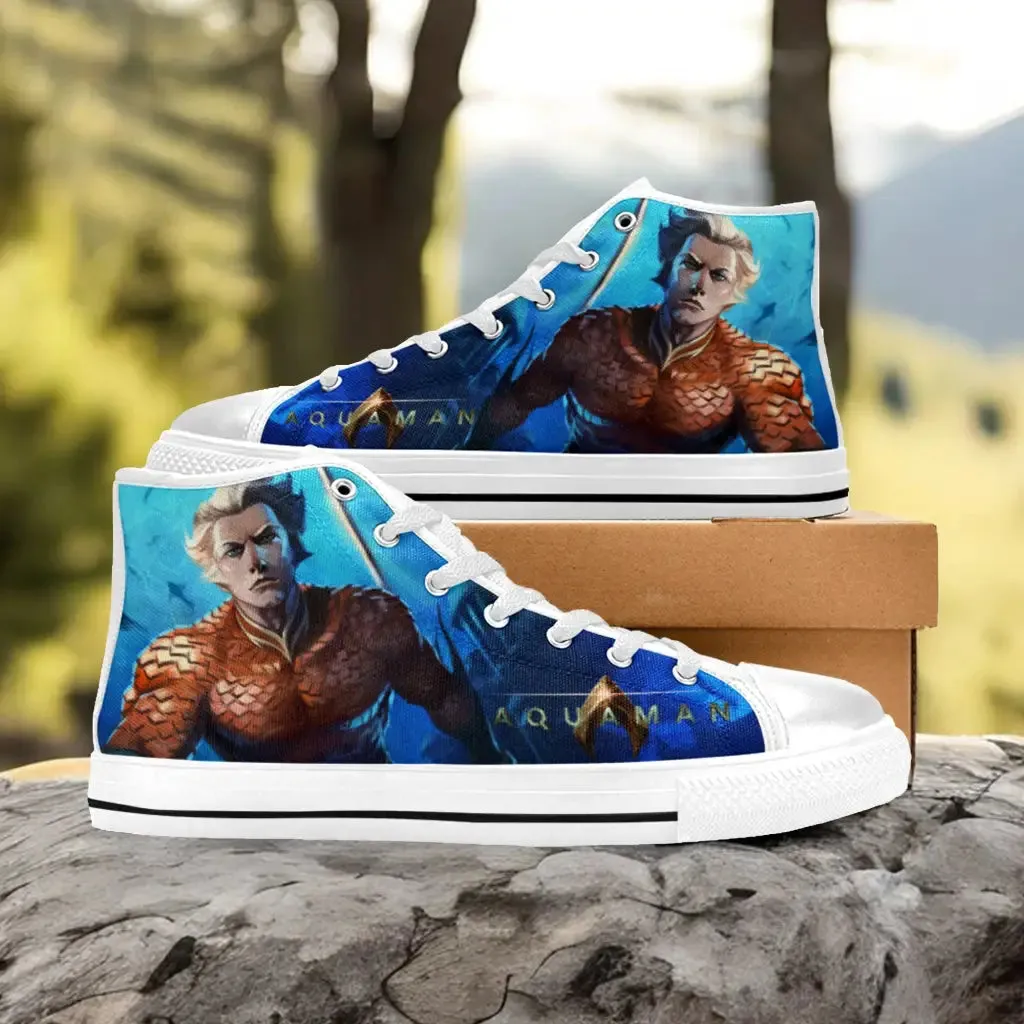 Aquaman Justice League Shoes High Top Sneakers for Kids and Adults