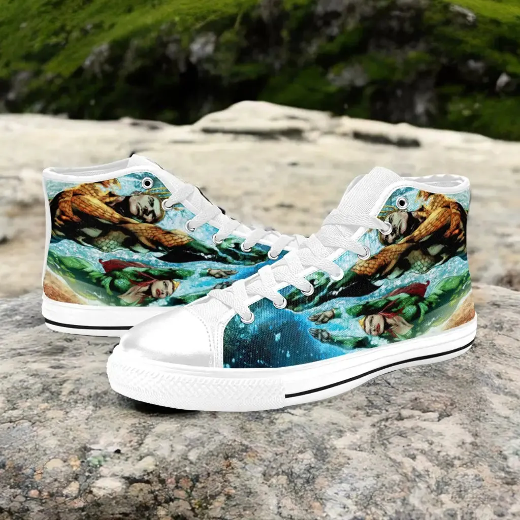 Aquaman Justice League Shoes High Top Sneakers for Kids and Adults