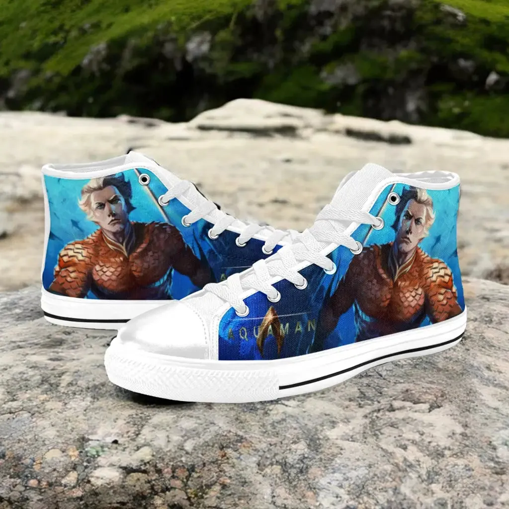 Aquaman Justice League Shoes High Top Sneakers for Kids and Adults
