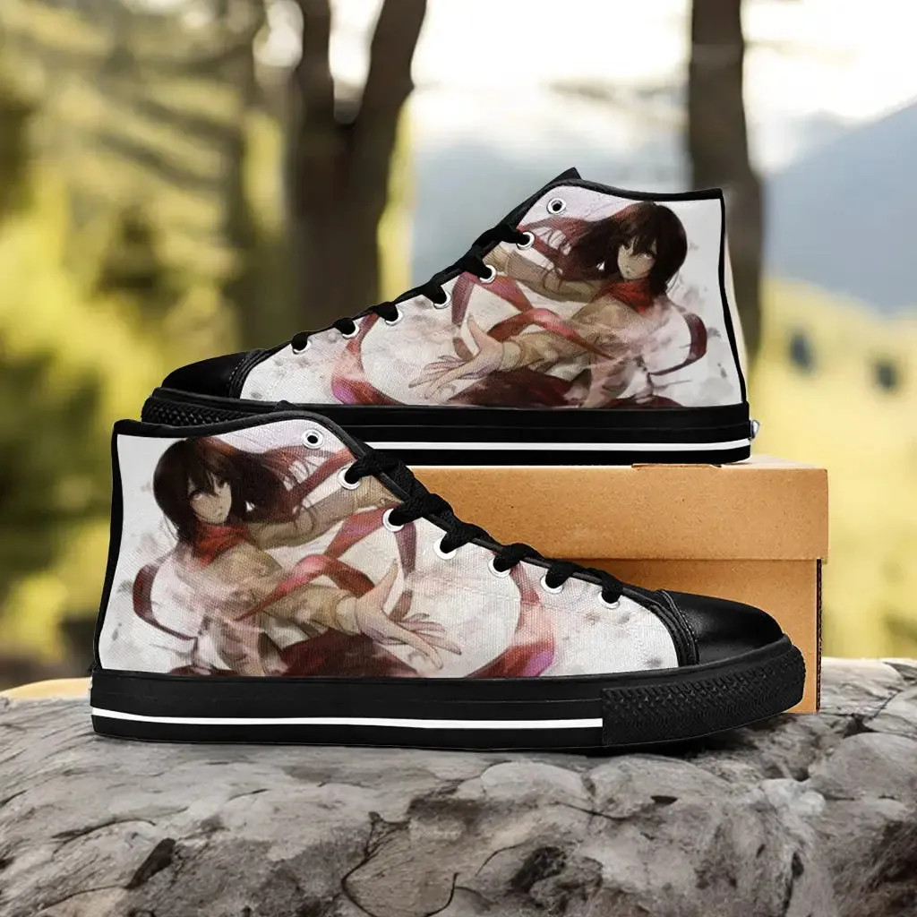 Attack on Titan Mikasa Ackerman Shoes High Tops Sneakers for Kids and Adults