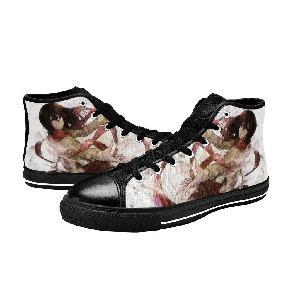 Attack on Titan Mikasa Ackerman Shoes High Tops Sneakers for Kids and Adults