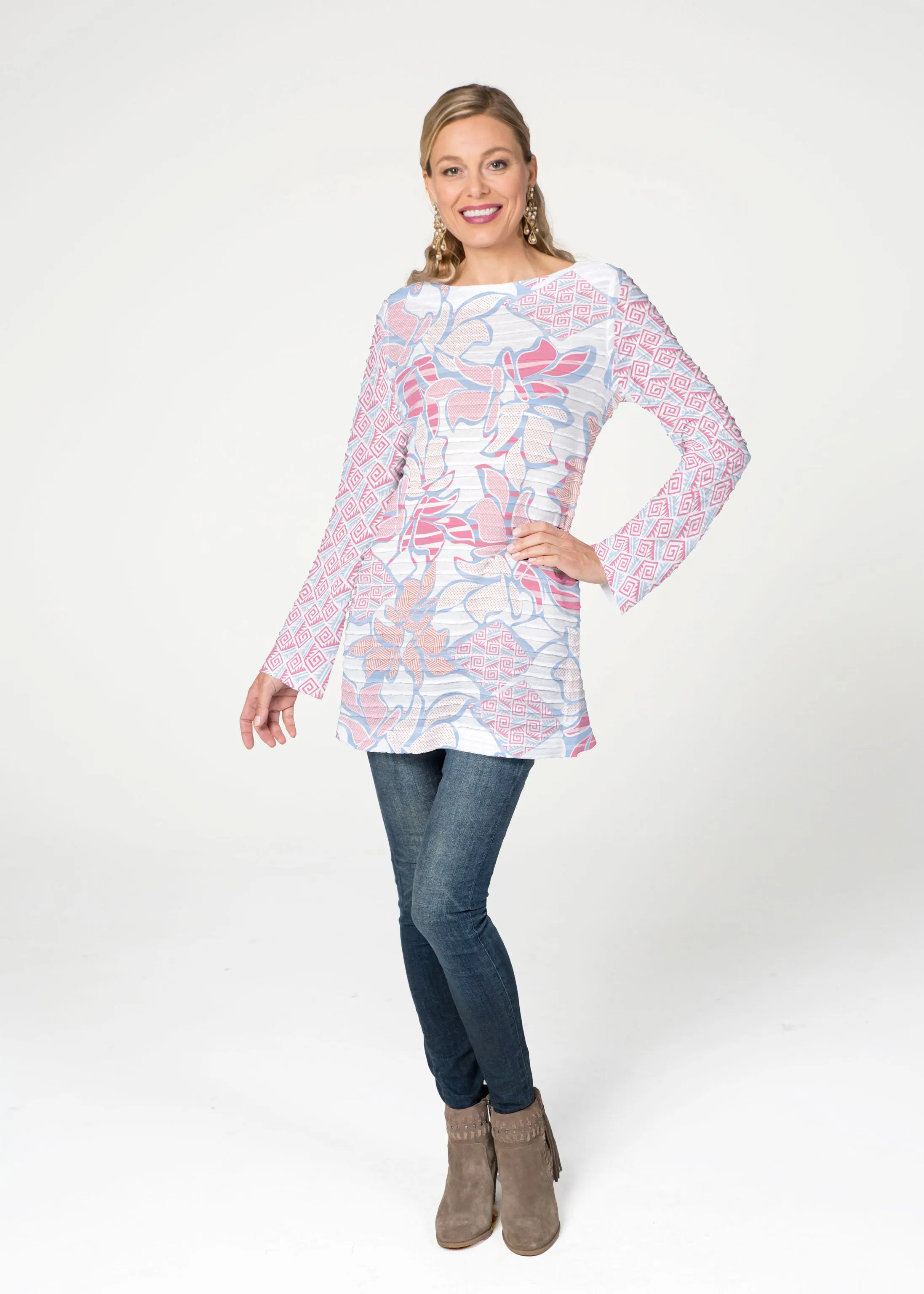 Aztek Sail Peri (8116) ~ Banded Boatneck Tunic