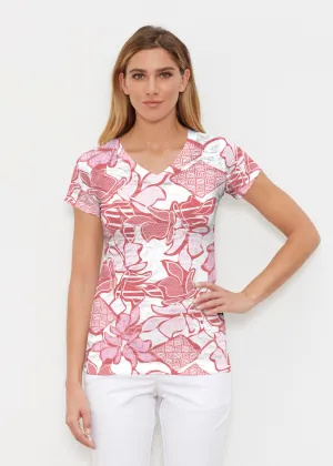 Aztek Sail Red (8117) ~ Signature Cap Sleeve V-Neck Shirt