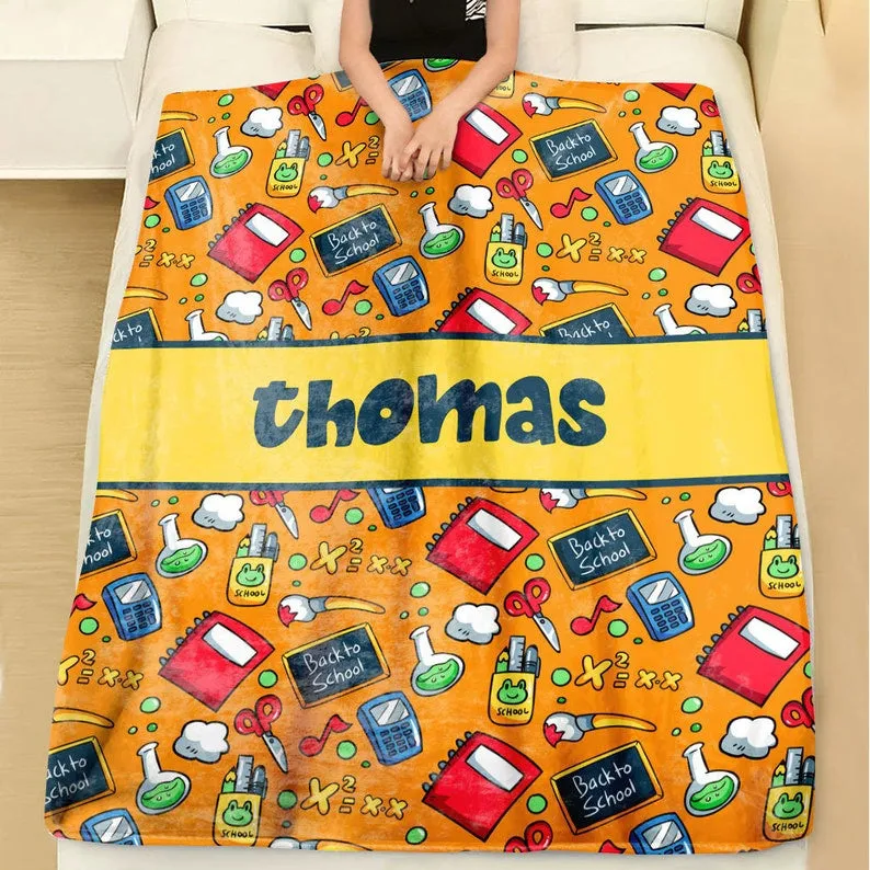 Back to School Gift Personalized Name Blanket