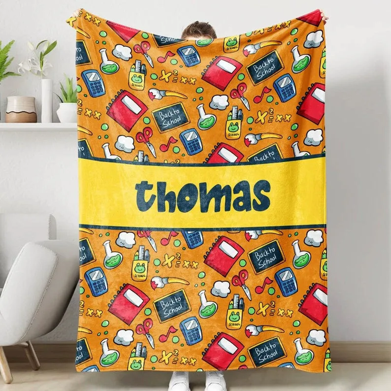 Back to School Gift Personalized Name Blanket