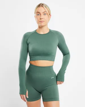 Balance V2 Seamless Long Sleeve Crop Top - Green