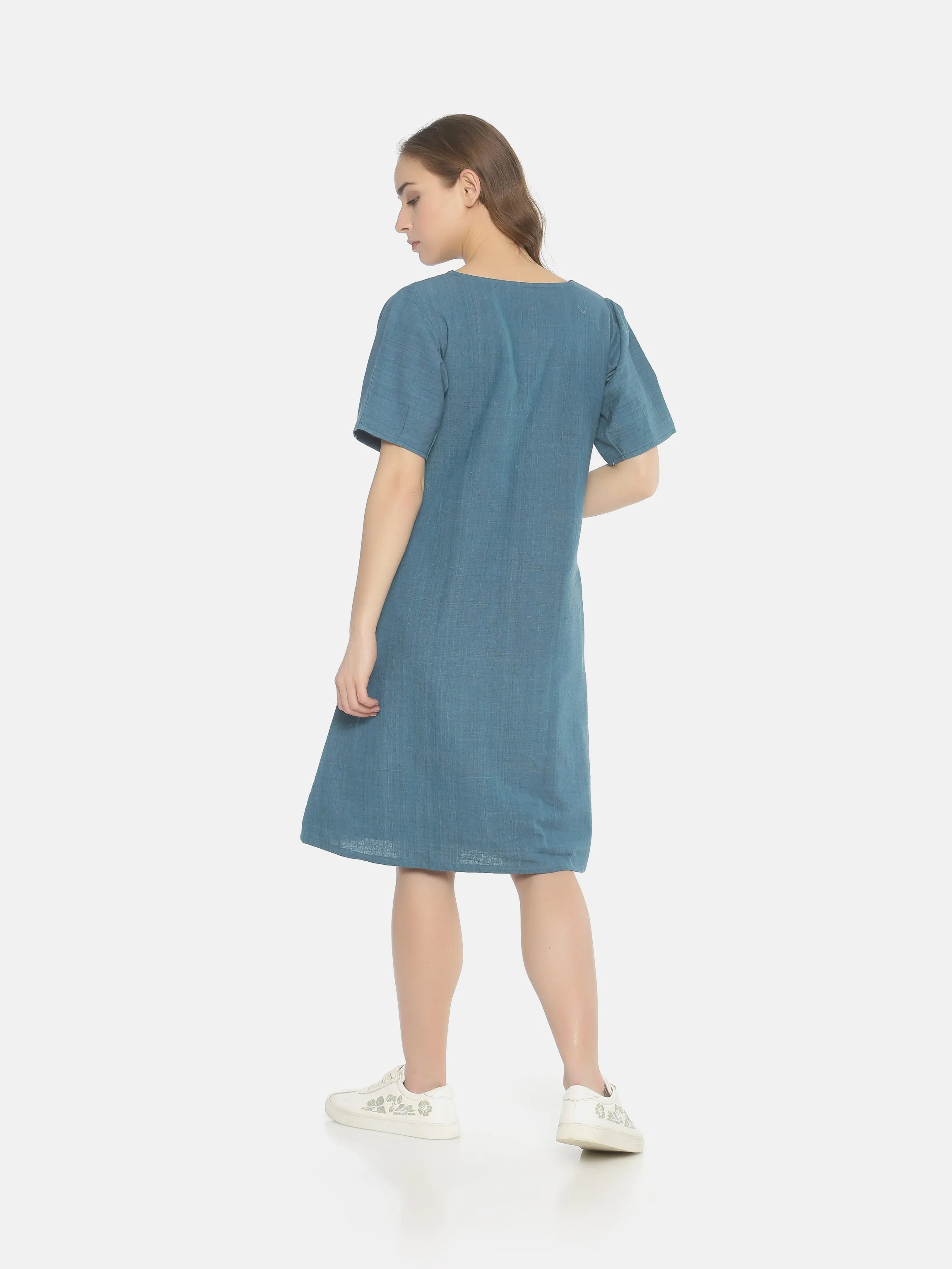 Balloon Sleeve Dress - Blue