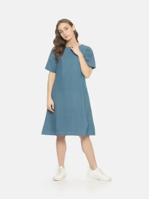 Balloon Sleeve Dress - Blue