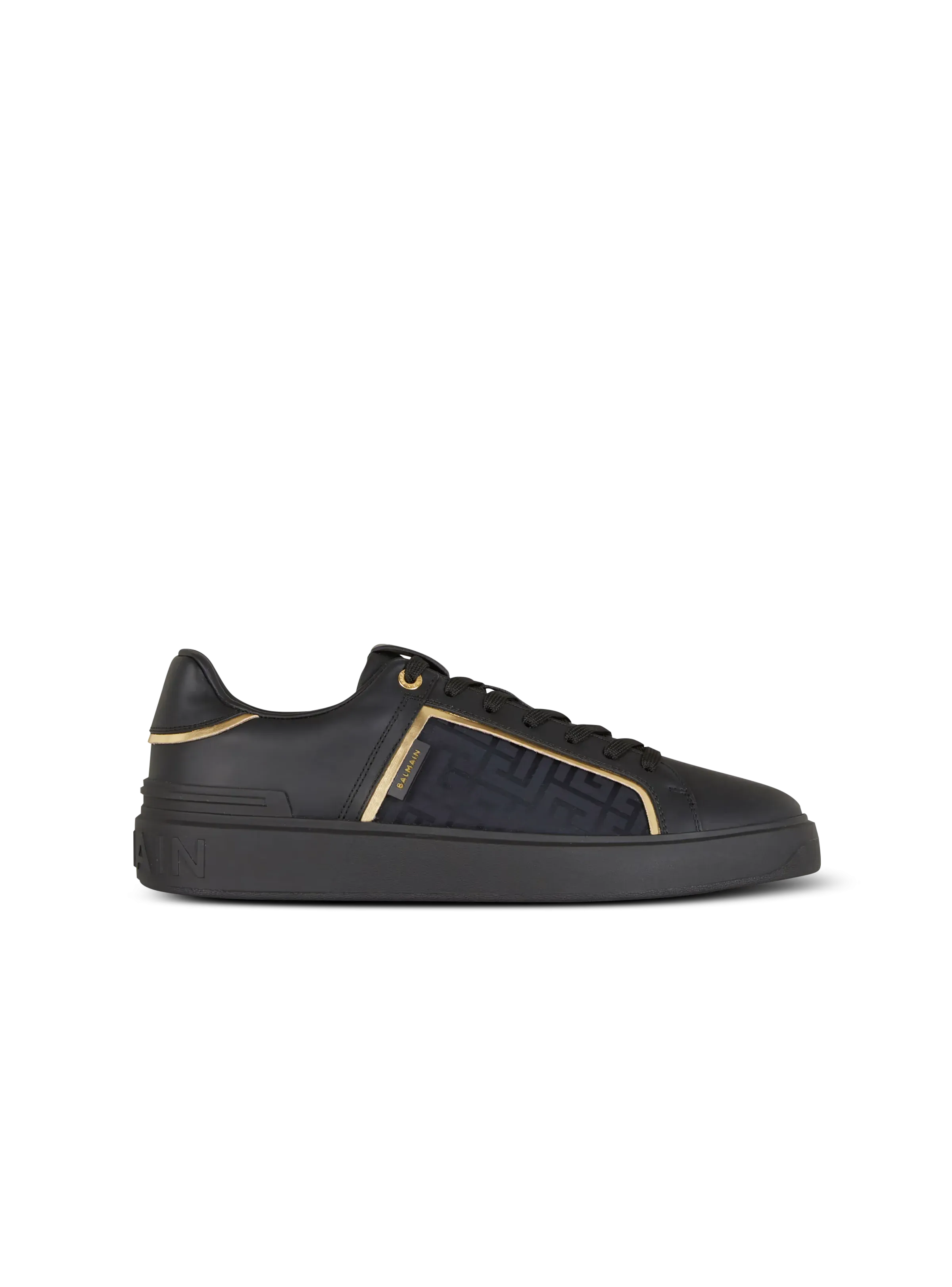 BALMAIN || B-Court Monogrammed Nylon And Leather Sneakers