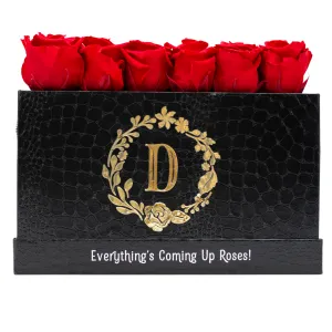 Black Monogrammed Keeper by the Dozen - Cherry Crush Roses