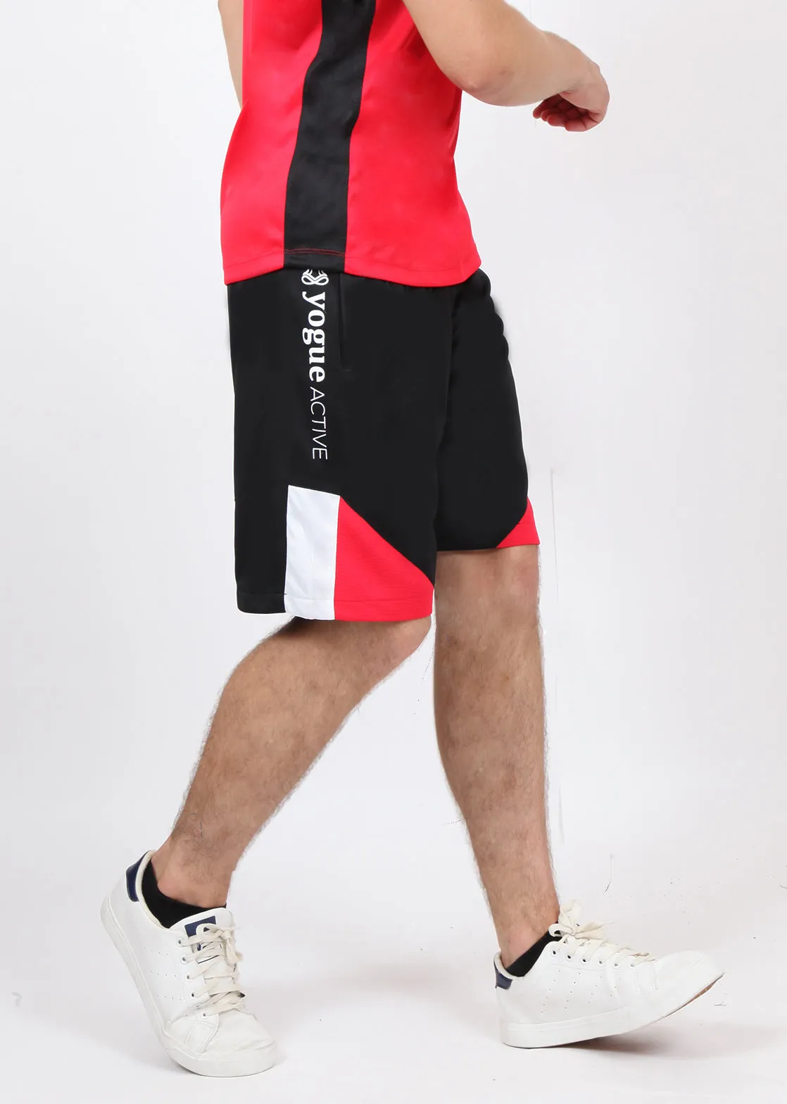 Black Red & White Long Shorts