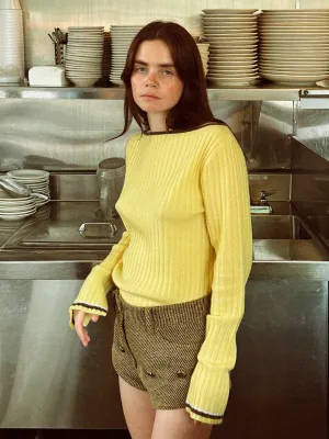 Boat Neck Ribbed Sweater_Butter