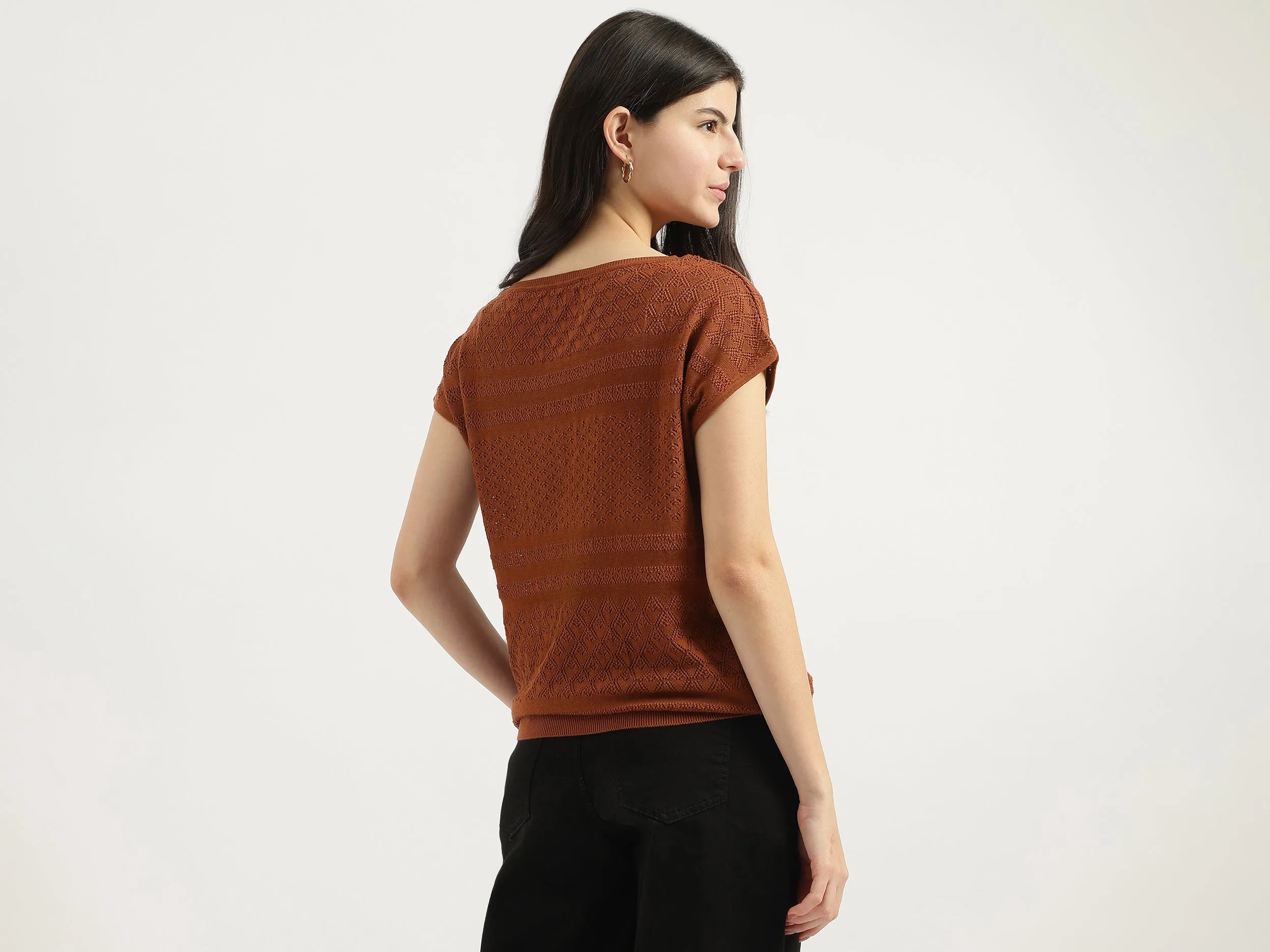 Boat Neck Textured Top