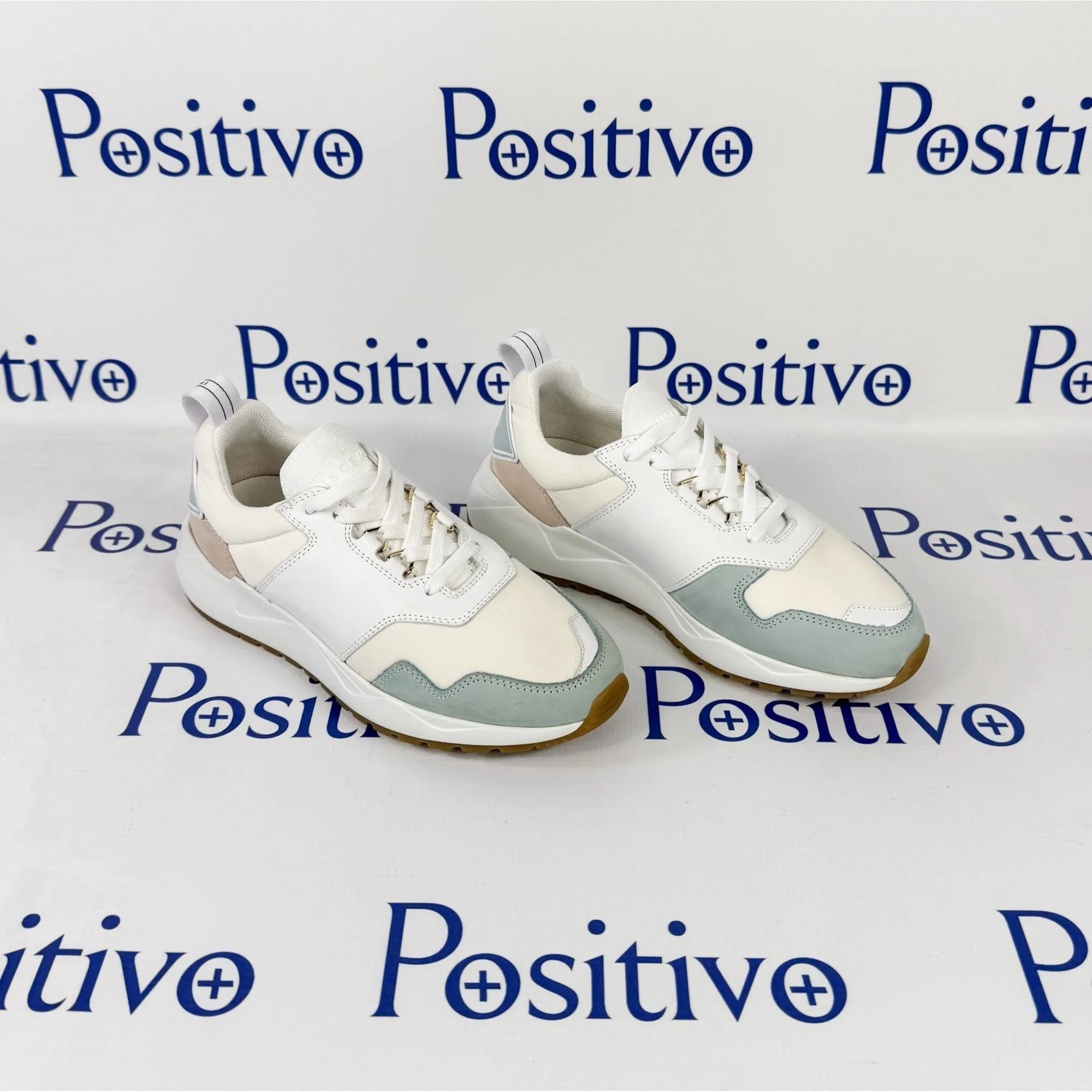 Buscemi Womens Ventura Light Blue Trio Leather Sneakers
