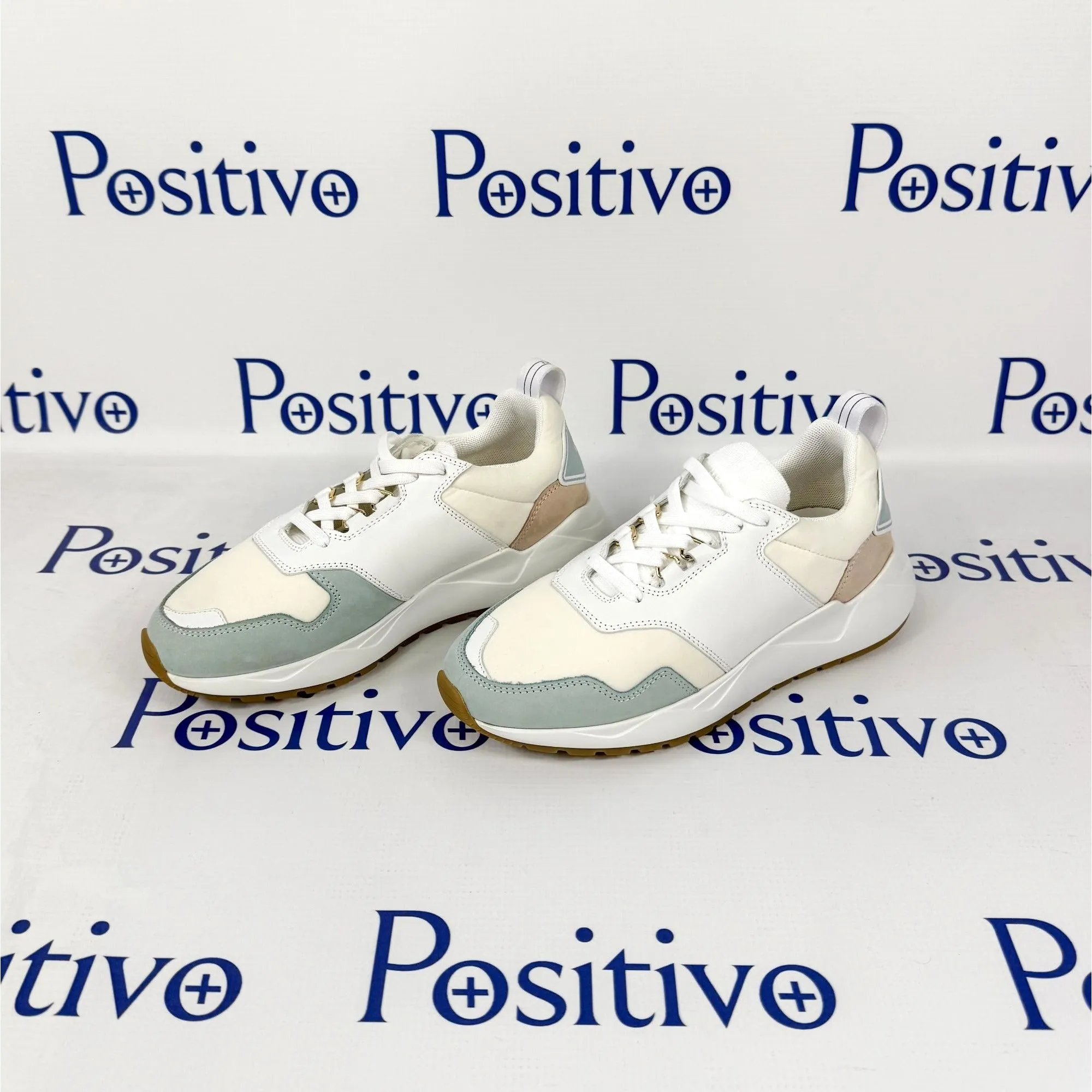 Buscemi Womens Ventura Light Blue Trio Leather Sneakers