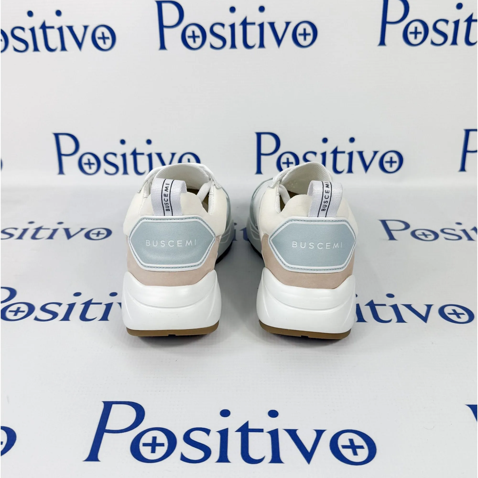 Buscemi Womens Ventura Light Blue Trio Leather Sneakers